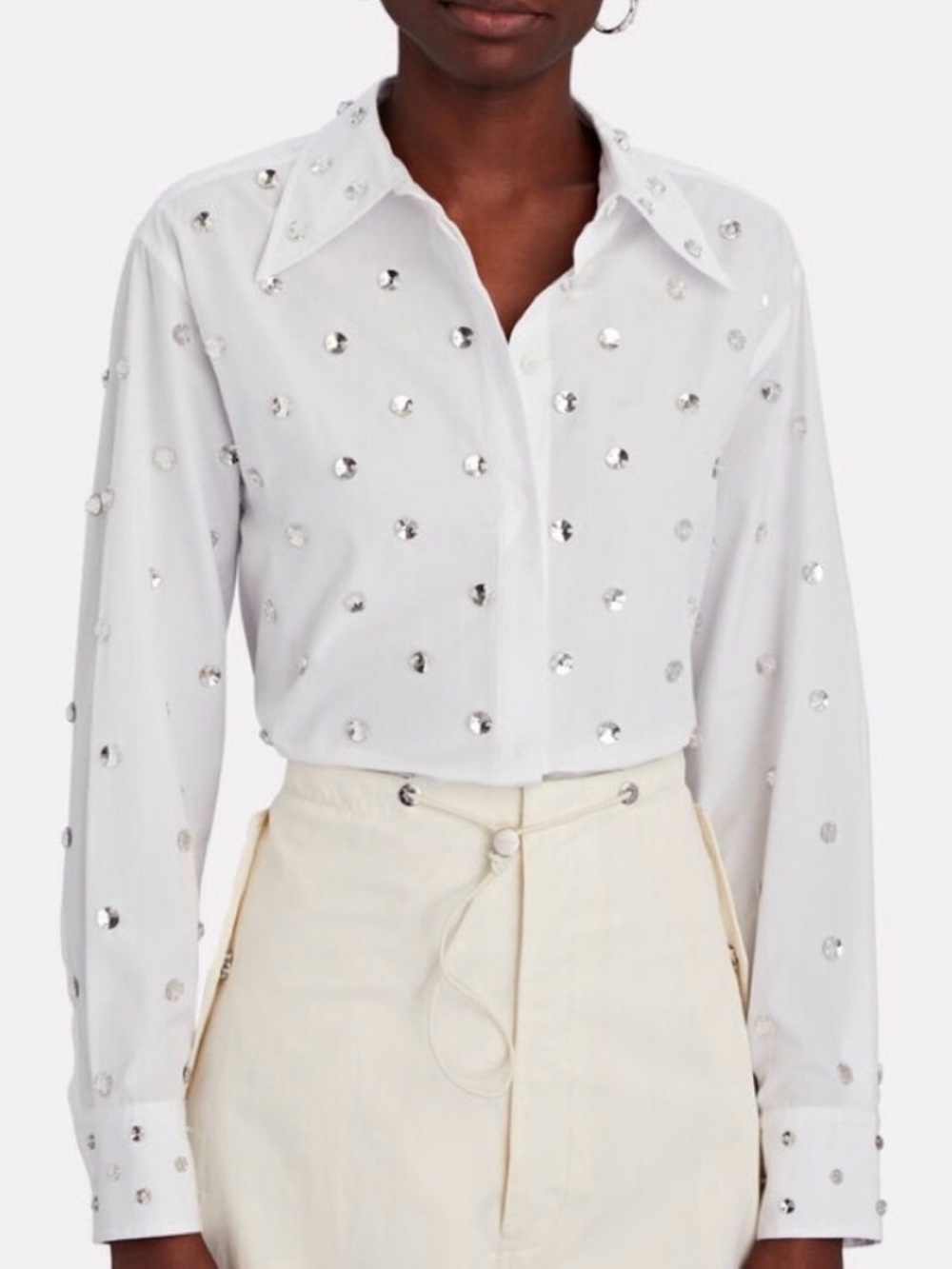 🇺🇸 3.1 Philip Lim White Embellished Button-Front Shirt - Women's Top